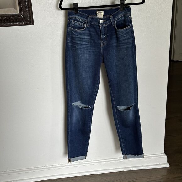 L'AGENCE Denim - L’agence Rachel High Rise Slim Straight Jeans Size 24 Womens Denim Dark Wash